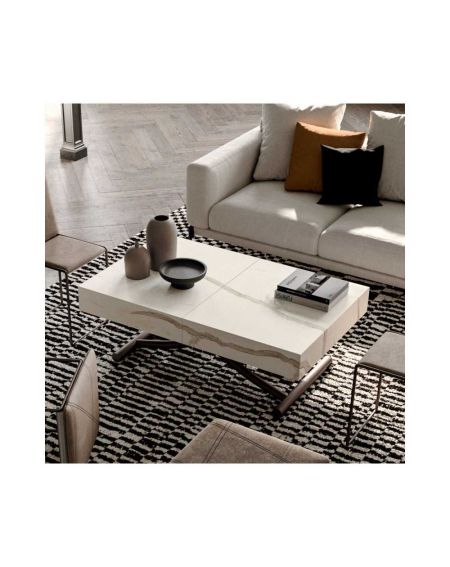 Table relevable Box - Ozzio design - céramique marbre blanc