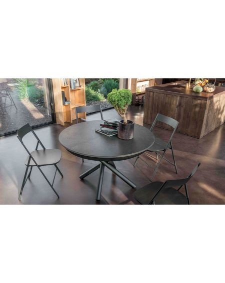 Table extensible Fahrenheit ronde - 3 allonges - BLACK FRIDAY