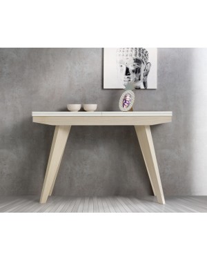 Console extensible Quattro pieds scandinaves plateau laque blanche