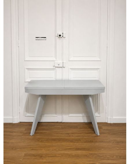 Console Extensible Quattro - laqué gris clair brillant