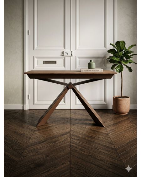 Console extensible Genesis - 3 allonges - Noyer/Bronze