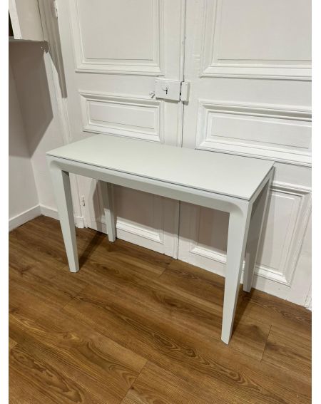 Console Extensible Valse - chene massif laqué gris blanc - 3 allonges