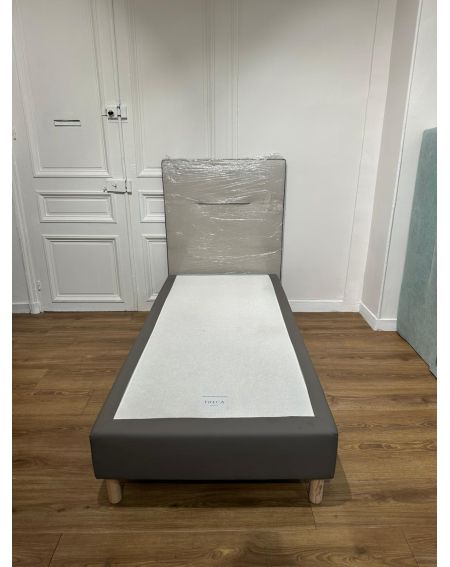 Sommier avec tete de lit TRECA - 90x190 - beige