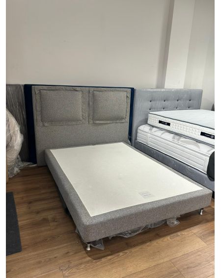 Sommier + tête de lit TRECA Gris - 140x190
