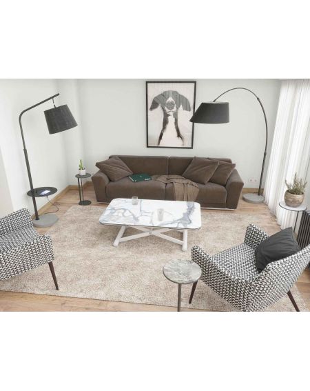 Table basse relevable, Enora pieds métal blanc